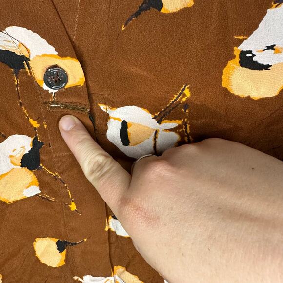 Equipment Tortoise Shell Brown Flower Print Lorainna Silk Mini Dress size Medium - Picture 10 of 16